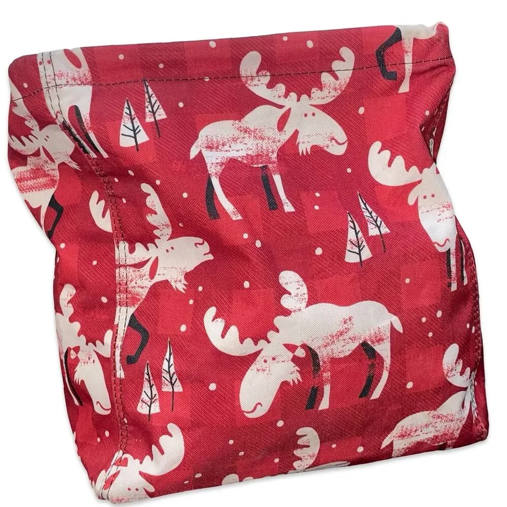 Thirty-One Large Utility Tote Bag Moose Mischief Red Plaid Organizing Basket